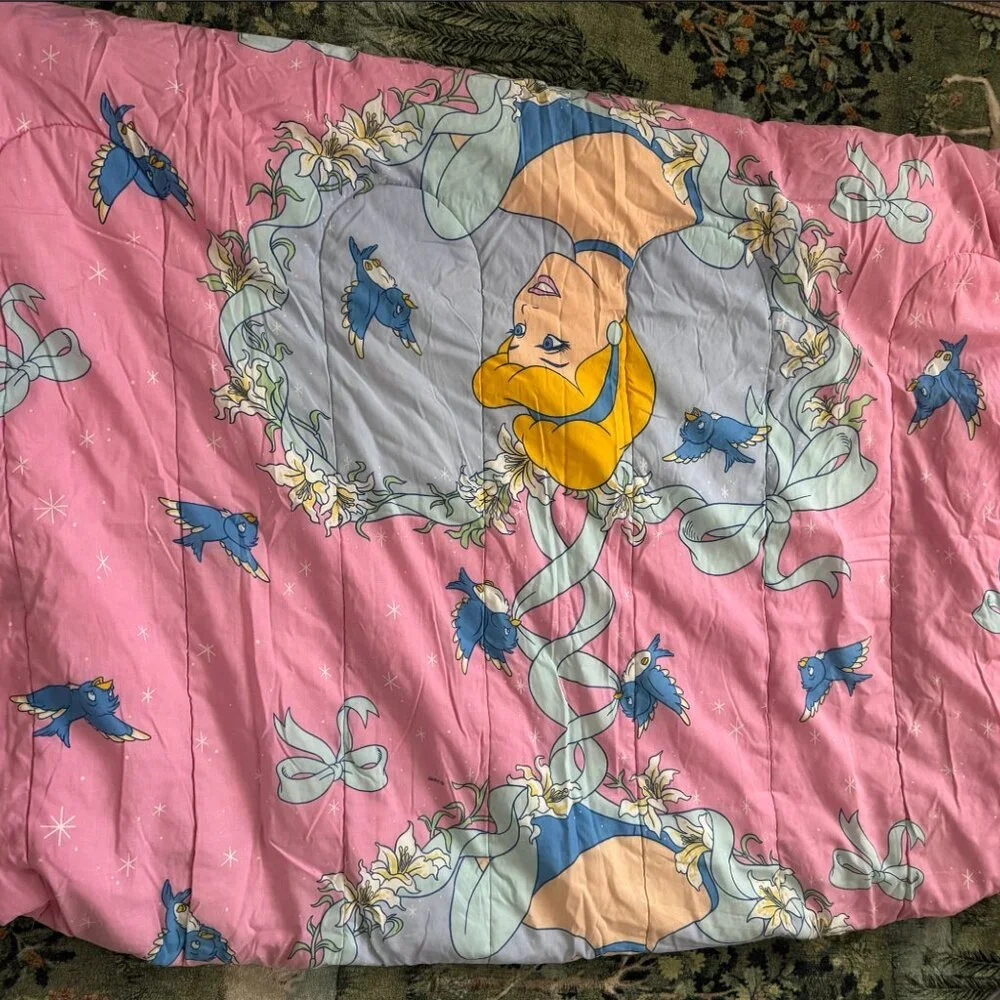 HTF Vintage Disney Pink Cinderella Reversible Twin Comforter - Picture 4 of 9